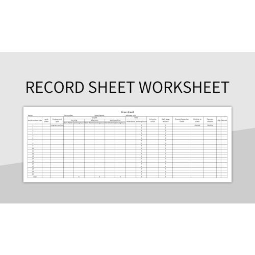 Record Sheet 1 No