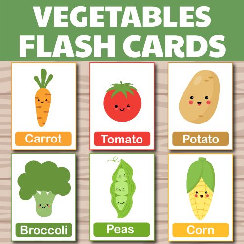Vegetables Flash Cards 1 To 6 Y